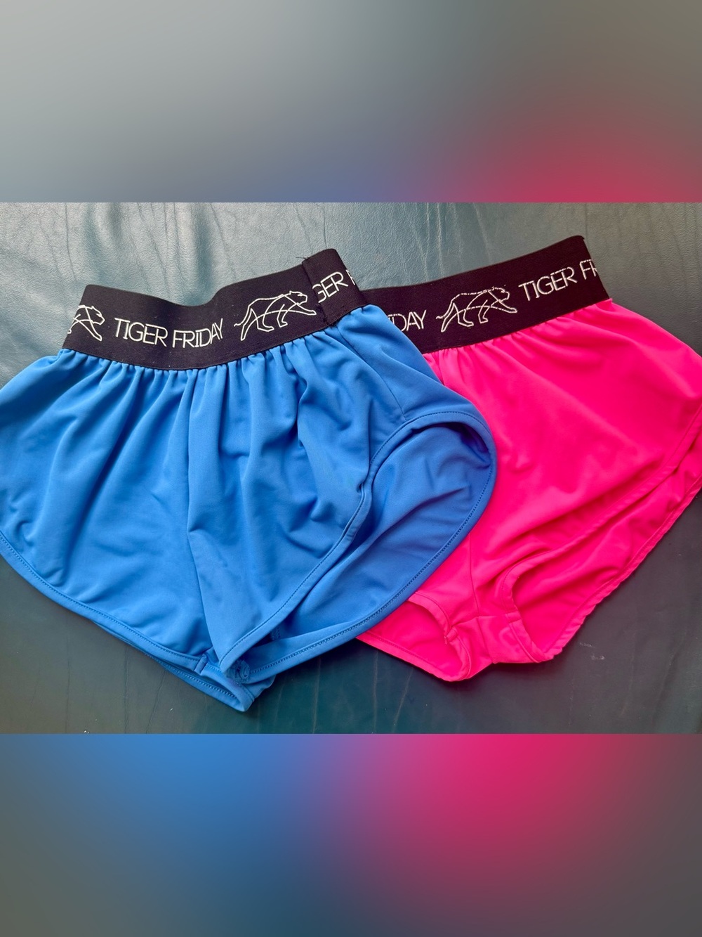 Tiger Friday Girls Pink & Blue Sport Logo CS (fits like CM) dance shorts
